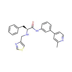 Cc1cc(-c2cccc(NC(=O)[C@H](Cc3ccccc3)NCc3cscn3)c2)ccn1 ZINC000084688486