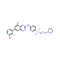 Cc1cc(-c2cccc(O)c2F)cc2nnc(Nc3ccc(S(=O)(=O)NCCN4CCCC4)cc3)nc12 ZINC000035803165