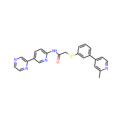 Cc1cc(-c2cccc(SCC(=O)Nc3ccc(-c4cnccn4)cn3)c2)ccn1 ZINC000473120517