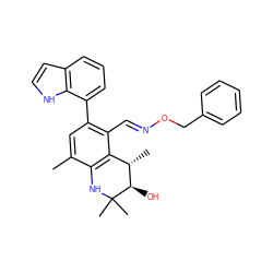 Cc1cc(-c2cccc3cc[nH]c23)c(/C=N/OCc2ccccc2)c2c1NC(C)(C)[C@H](O)[C@H]2C ZINC000066077744