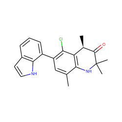 Cc1cc(-c2cccc3cc[nH]c23)c(Cl)c2c1NC(C)(C)C(=O)[C@@H]2C ZINC000035900221