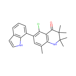 Cc1cc(-c2cccc3cc[nH]c23)c(Cl)c2c1NC(C)(C)C(C)(C)C2=O ZINC000066251046