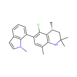 Cc1cc(-c2cccc3ccn(C)c23)c(Cl)c2c1NC(C)(C)C[C@H]2C ZINC000029043497