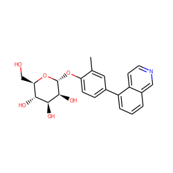 Cc1cc(-c2cccc3cnccc23)ccc1O[C@H]1O[C@H](CO)[C@@H](O)[C@H](O)[C@@H]1O ZINC001772602026