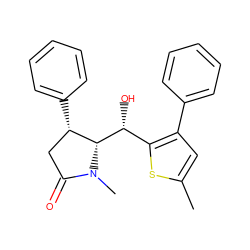 Cc1cc(-c2ccccc2)c([C@@H](O)[C@H]2[C@@H](c3ccccc3)CC(=O)N2C)s1 ZINC000036176588