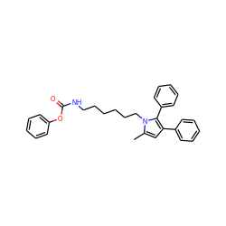 Cc1cc(-c2ccccc2)c(-c2ccccc2)n1CCCCCCNC(=O)Oc1ccccc1 ZINC000473128122