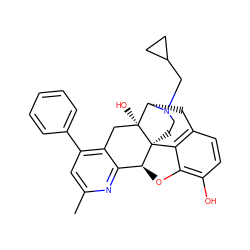 Cc1cc(-c2ccccc2)c2c(n1)[C@@H]1Oc3c(O)ccc4c3[C@@]13CCN(CC1CC1)[C@@H](C4)[C@]3(O)C2 ZINC000136115328