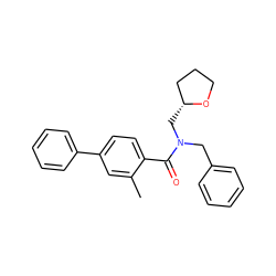 Cc1cc(-c2ccccc2)ccc1C(=O)N(Cc1ccccc1)C[C@@H]1CCCO1 ZINC000040934062