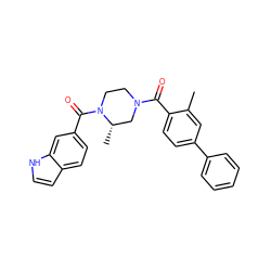 Cc1cc(-c2ccccc2)ccc1C(=O)N1CCN(C(=O)c2ccc3cc[nH]c3c2)[C@@H](C)C1 ZINC000049109396