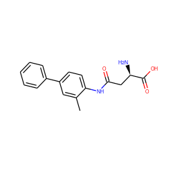 Cc1cc(-c2ccccc2)ccc1NC(=O)C[C@@H](N)C(=O)O ZINC000028528014