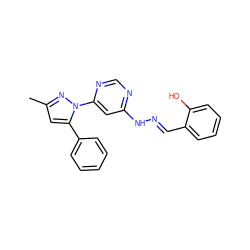 Cc1cc(-c2ccccc2)n(-c2cc(N/N=C/c3ccccc3O)ncn2)n1 ZINC000004952802