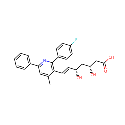 Cc1cc(-c2ccccc2)nc(-c2ccc(F)cc2)c1/C=C/[C@@H](O)C[C@@H](O)CC(=O)O ZINC000026750984