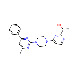 Cc1cc(-c2ccccc2)nc(N2CCN(c3ccnc([C@@H](C)O)n3)CC2)n1 ZINC000013472168