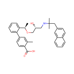 Cc1cc(-c2ccccc2[C@@H](C)OC[C@H](O)CNC(C)(C)Cc2ccc3ccccc3c2)ccc1C(=O)O ZINC000066097847