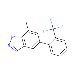 Cc1cc(-c2ccccc2C(F)(F)F)cc2cn[nH]c12 ZINC000169325668