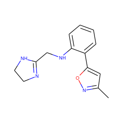 Cc1cc(-c2ccccc2NCC2=NCCN2)on1 ZINC000013438359