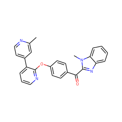 Cc1cc(-c2cccnc2Oc2ccc(C(=O)c3nc4ccccc4n3C)cc2)ccn1 ZINC000139078734