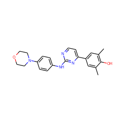 Cc1cc(-c2ccnc(Nc3ccc(N4CCOCC4)cc3)n2)cc(C)c1O ZINC000048913522