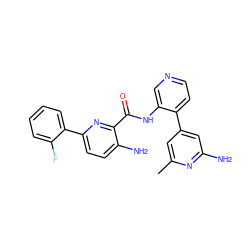 Cc1cc(-c2ccncc2NC(=O)c2nc(-c3ccccc3F)ccc2N)cc(N)n1 ZINC000146986722