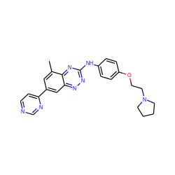 Cc1cc(-c2ccncn2)cc2nnc(Nc3ccc(OCCN4CCCC4)cc3)nc12 ZINC000028702754