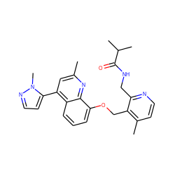 Cc1cc(-c2ccnn2C)c2cccc(OCc3c(C)ccnc3CNC(=O)C(C)C)c2n1 ZINC000043016336