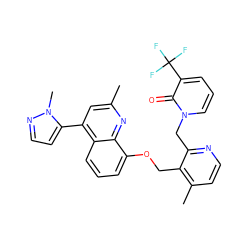 Cc1cc(-c2ccnn2C)c2cccc(OCc3c(C)ccnc3Cn3cccc(C(F)(F)F)c3=O)c2n1 ZINC000043122264