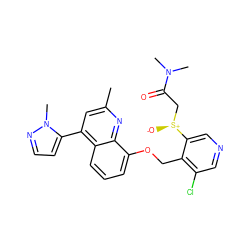 Cc1cc(-c2ccnn2C)c2cccc(OCc3c(Cl)cncc3[S@@+]([O-])CC(=O)N(C)C)c2n1 ZINC000043023987