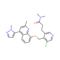 Cc1cc(-c2ccnn2C)c2cccc(OCc3c(Cl)cncc3CCC(=O)N(C)C)c2n1 ZINC000043021243