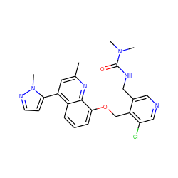 Cc1cc(-c2ccnn2C)c2cccc(OCc3c(Cl)cncc3CNC(=O)N(C)C)c2n1 ZINC000043066173