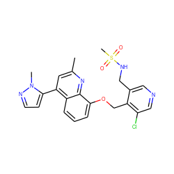 Cc1cc(-c2ccnn2C)c2cccc(OCc3c(Cl)cncc3CNS(C)(=O)=O)c2n1 ZINC000043017889