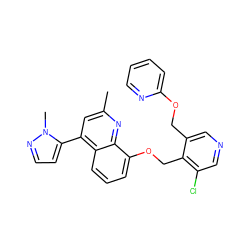 Cc1cc(-c2ccnn2C)c2cccc(OCc3c(Cl)cncc3COc3ccccn3)c2n1 ZINC000043074014