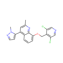 Cc1cc(-c2ccnn2C)c2cccc(OCc3c(Cl)cncc3Cl)c2n1 ZINC000043120476