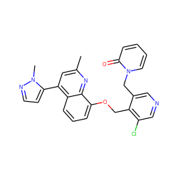 Cc1cc(-c2ccnn2C)c2cccc(OCc3c(Cl)cncc3Cn3ccccc3=O)c2n1 ZINC000043009997