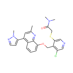 Cc1cc(-c2ccnn2C)c2cccc(OCc3c(Cl)cncc3SCC(=O)N(C)C)c2n1 ZINC000043076744