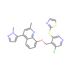 Cc1cc(-c2ccnn2C)c2cccc(OCc3c(Cl)cncc3Sc3nccs3)c2n1 ZINC000043123143