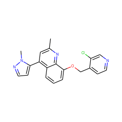 Cc1cc(-c2ccnn2C)c2cccc(OCc3ccncc3Cl)c2n1 ZINC000043015859