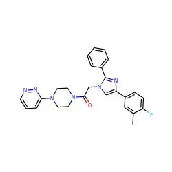 Cc1cc(-c2cn(CC(=O)N3CCN(c4cccnn4)CC3)c(-c3ccccc3)n2)ccc1F ZINC000096284537