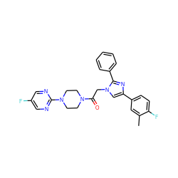 Cc1cc(-c2cn(CC(=O)N3CCN(c4ncc(F)cn4)CC3)c(-c3ccccc3)n2)ccc1F ZINC000096284538