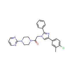 Cc1cc(-c2cn(CC(=O)N3CCN(c4ncccn4)CC3)c(-c3ccccc3)n2)ccc1Cl ZINC000096284532