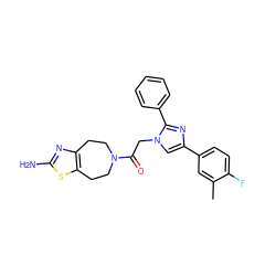 Cc1cc(-c2cn(CC(=O)N3CCc4nc(N)sc4CC3)c(-c3ccccc3)n2)ccc1F ZINC000096284556