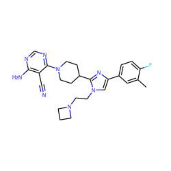 Cc1cc(-c2cn(CCN3CCC3)c(C3CCN(c4ncnc(N)c4C#N)CC3)n2)ccc1F ZINC000218711171