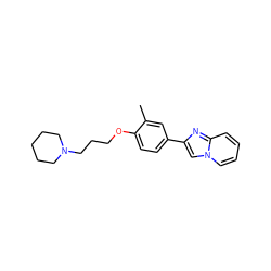 Cc1cc(-c2cn3ccccc3n2)ccc1OCCCN1CCCCC1 ZINC000013819582