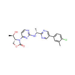 Cc1cc(-c2cnc([C@@H](C)Nc3nccc(N4C(=O)OC[C@@H]4[C@@H](C)O)n3)nc2)ccc1Cl ZINC000221665815