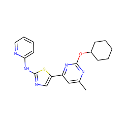 Cc1cc(-c2cnc(Nc3ccccn3)s2)nc(OC2CCCCC2)n1 ZINC000034875205