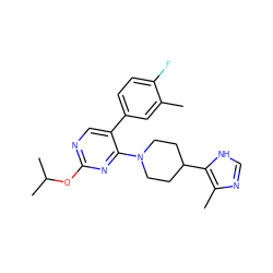 Cc1cc(-c2cnc(OC(C)C)nc2N2CCC(c3[nH]cnc3C)CC2)ccc1F ZINC000036176419