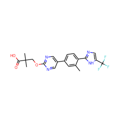 Cc1cc(-c2cnc(OCC(C)(C)C(=O)O)nc2)ccc1-c1ncc(C(F)(F)F)[nH]1 ZINC000218558508