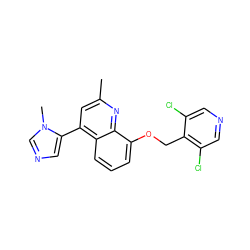 Cc1cc(-c2cncn2C)c2cccc(OCc3c(Cl)cncc3Cl)c2n1 ZINC000043067083