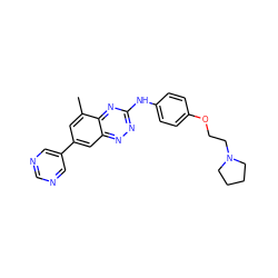 Cc1cc(-c2cncnc2)cc2nnc(Nc3ccc(OCCN4CCCC4)cc3)nc12 ZINC000096167709