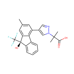 Cc1cc(-c2cnn(C(C)(C)C(=O)O)c2)c2c(c1)[C@@](O)(C(F)(F)F)c1ccccc1-2 ZINC000144895918