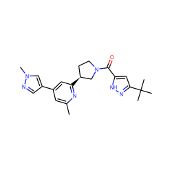 Cc1cc(-c2cnn(C)c2)cc([C@H]2CCN(C(=O)c3cc(C(C)(C)C)n[nH]3)C2)n1 ZINC001772622817